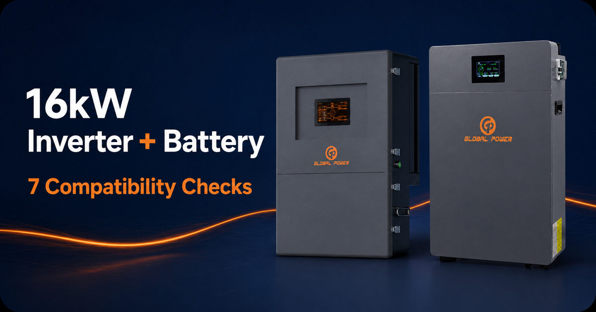 Global Power GP16kWH-314AH-51.2V-A 16kWh LiFePO4 battery with 16kW split-phase hybrid inverter
